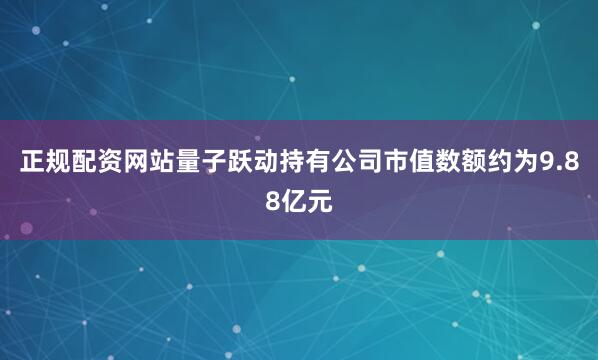 正规配资网站量子跃动持有公司市值数额约为9.88亿元