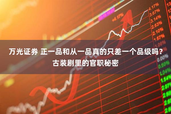 万光证券 正一品和从一品真的只差一个品级吗？古装剧里的官职秘密