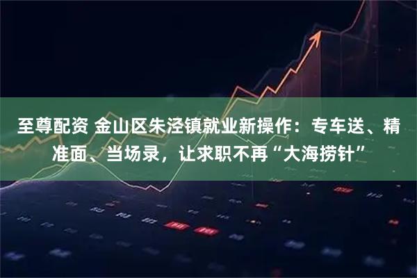 至尊配资 金山区朱泾镇就业新操作：专车送、精准面、当场录，让求职不再“大海捞针”